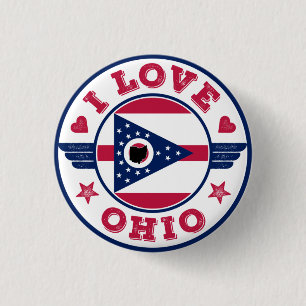 I Liebe Ohio Staatsflagge und Karte Button