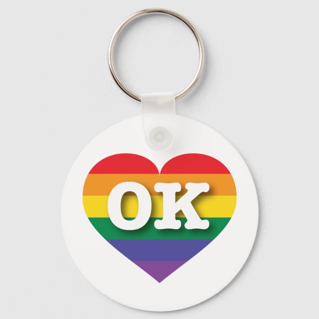 I Liebe Oklahoma Gay Pride Rainbow Heart Schlüsselanhänger (Vorderseite)