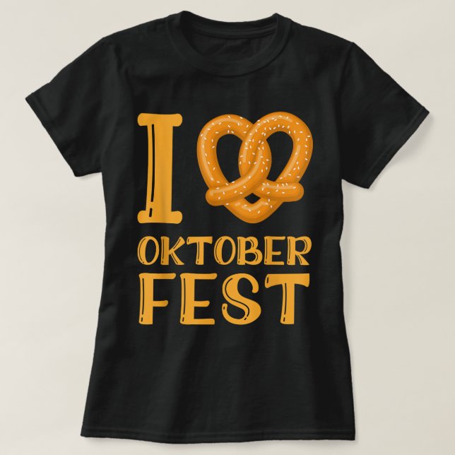 I Liebe Oktoberfest Beer Party Funny Pretzels T-Shirt (Design vorne)