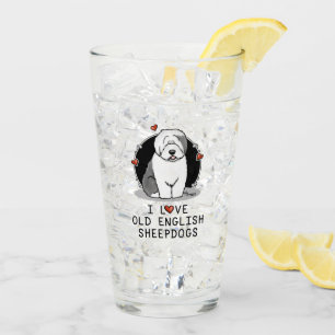 I Liebe Old English Sheepdogs (Gray 1) Niedlich OE Glas