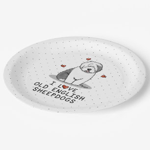 I Liebe Old English Sheepdogs (Gray 1) Niedlich OE Pappteller