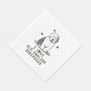 I Liebe Old English Sheepdogs (Gray 1) Niedlich OE Serviette