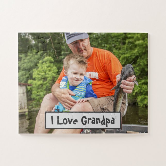 I Liebe Opa Foto Personalisieren Text Kids Geschen Puzzle (Horizontal)