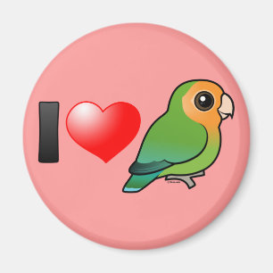 I Liebe Orangeface Pfirsichfarbene Lovebirds Magnet