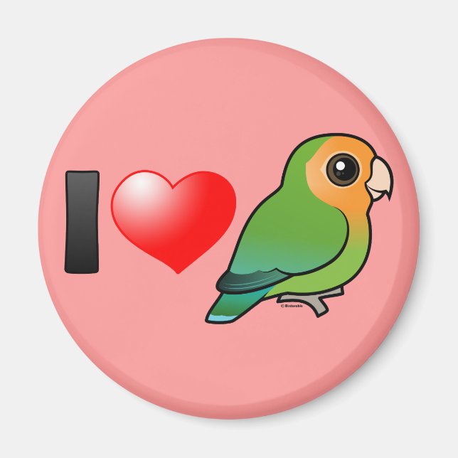 I Liebe Orangeface Pfirsichfarbene Lovebirds Magnet (Vorne)