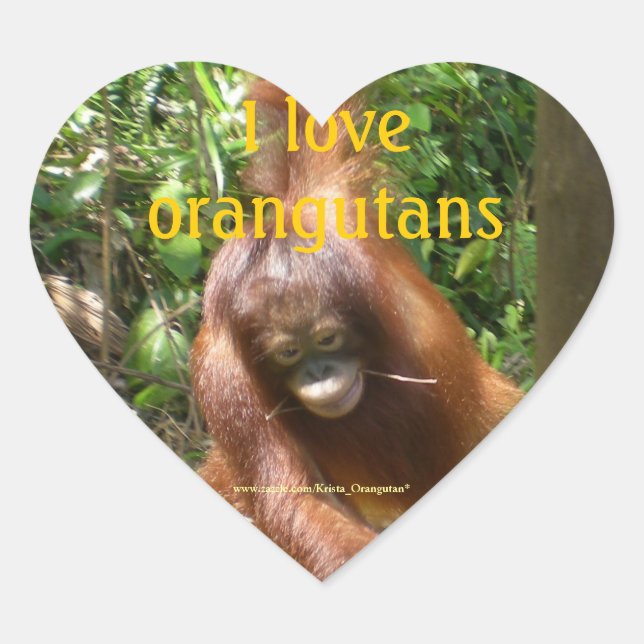 I Liebe Orangutans Herz-Aufkleber (Vorderseite)