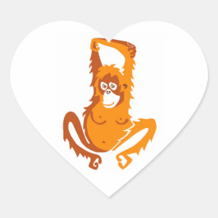 I Liebe ORANGUTANS - Wildtiere - Apfel - Primat - Herz-Aufkleber