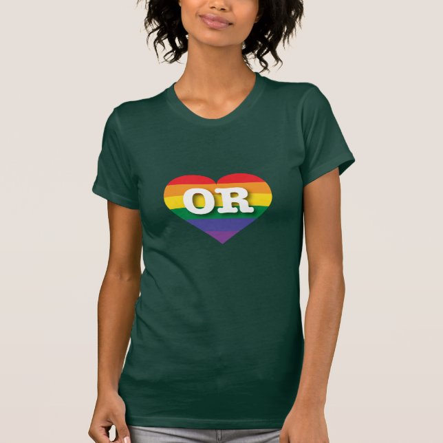 I Liebe Oregon Rainbow Heart T-Shirt (Vorderseite)