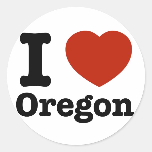 I Liebe Oregon Runder Aufkleber (Vorderseite)