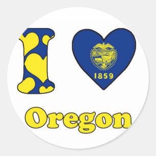 I Liebe Oregon Runder Aufkleber