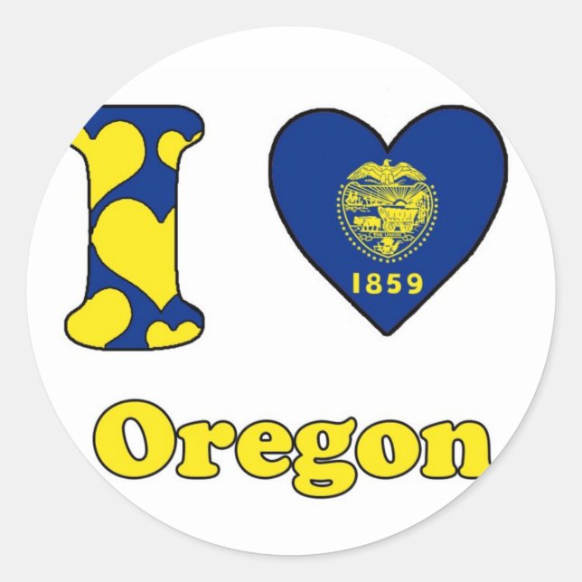 I Liebe Oregon Runder Aufkleber (Vorderseite)