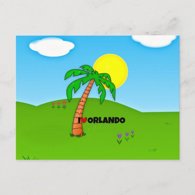 I Liebe Orlando, Palmen Tree und Sonnenschein Postkarte (Vorderseite)