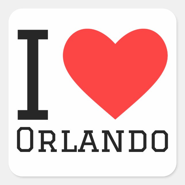 I Liebe Orlando Quadratischer Aufkleber (Vorderseite)