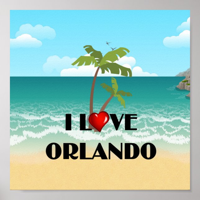 I Liebe Orlando, tropisches Design, Poster (Vorne)