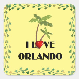 I Liebe Orlando, tropisches Design Quadratischer Aufkleber