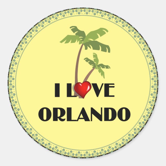 I Liebe Orlando, tropisches Design Runder Aufkleber (Vorderseite)