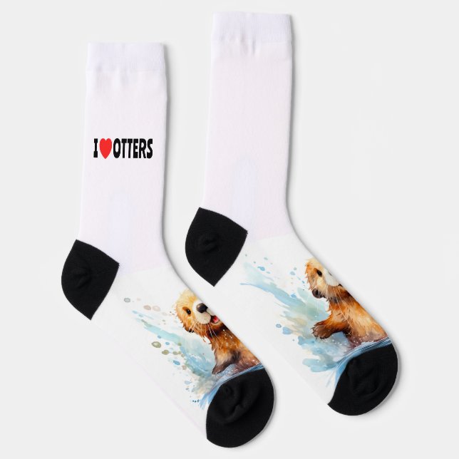 I Liebe Otters Niedliches Meer Otter in Wasser Per Socken (Rechts)