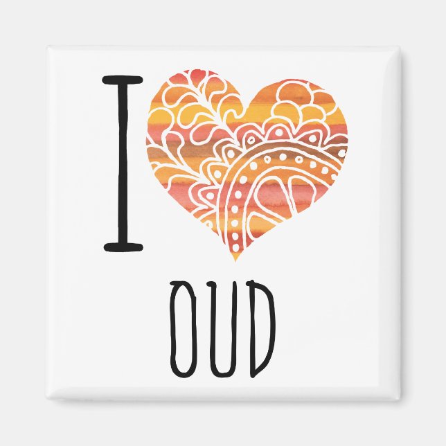 I Liebe Oud Orange Mandala Herz Magnet (Vorne)