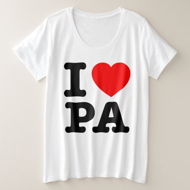 I LIEBE PA Pennsylvania Große Größe T-Shirt (Design vorne)