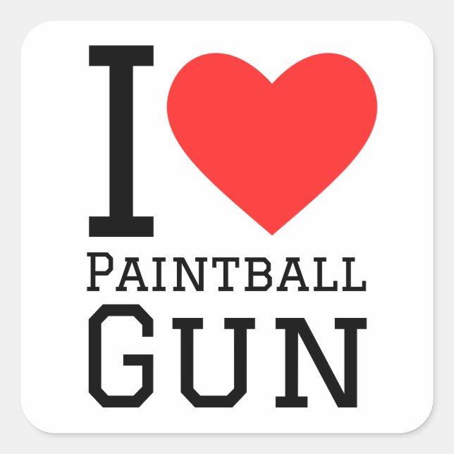 I Liebe Paintballpistole Quadratischer Aufkleber (Vorderseite)