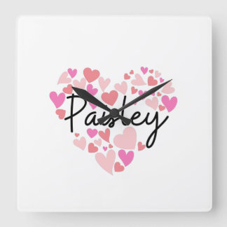 I Liebe Paisley Quadratische Wanduhr