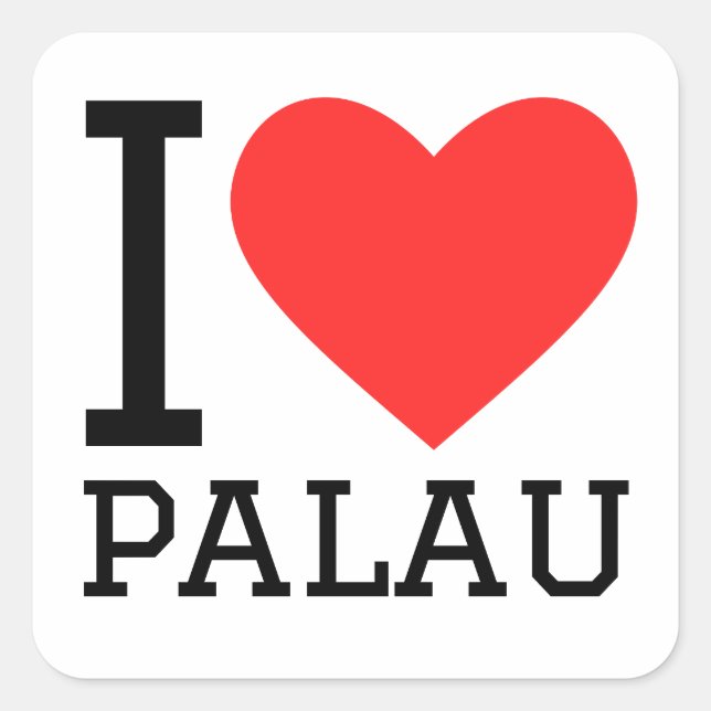 I Liebe palau Quadratischer Aufkleber (Vorderseite)