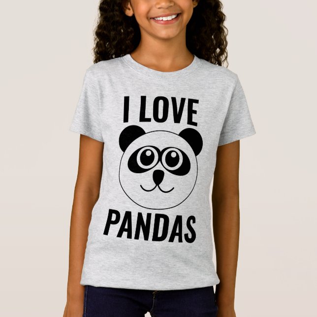 I LIEBE PANDA BEARS KIDS MÄDCHEN T - SHIRT (Vorderseite)