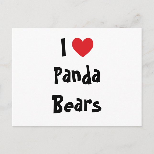 I Liebe Panda Bears Postkarte (Vorderseite)