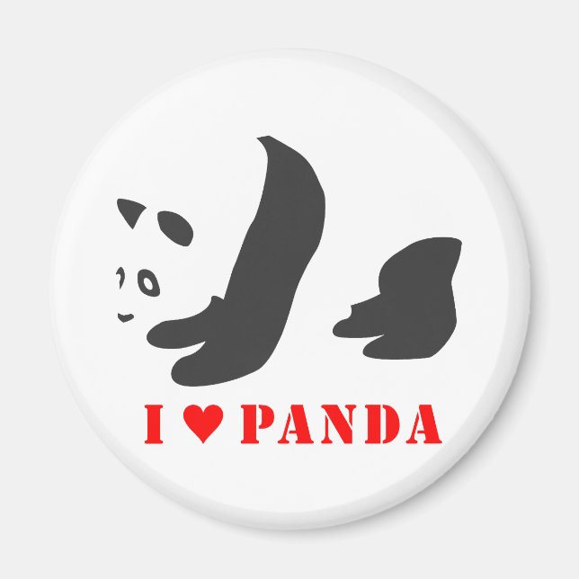 I Liebe Panda (schwarz) Magnet (Vorne)