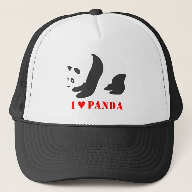 I Liebe Panda (schwarz) Truckerkappe (Vorderseite)