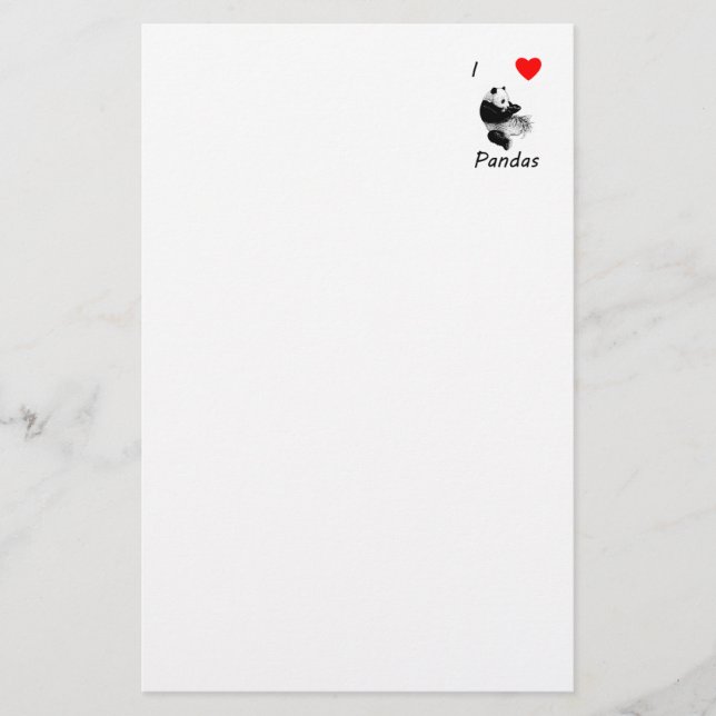 I Liebe-Pandas Briefpapier (Vorderseite)