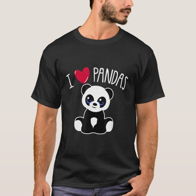 I Liebe Pandas Panda Zitat He T-Shirt (Vorderseite)
