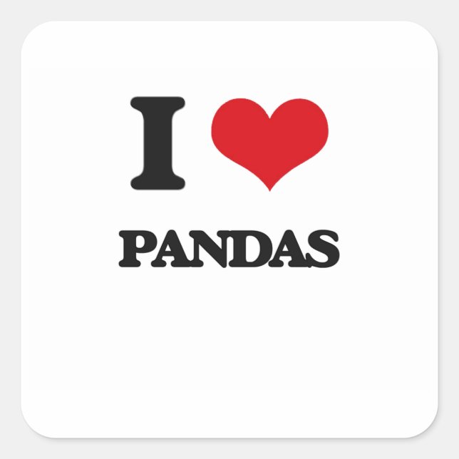 I Liebe Pandas Quadratischer Aufkleber (Vorderseite)