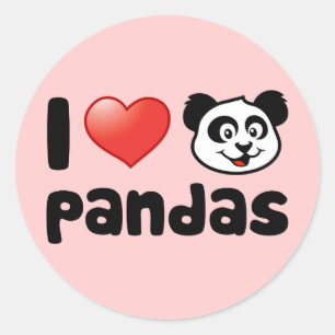 I Liebe Pandas Runder Aufkleber