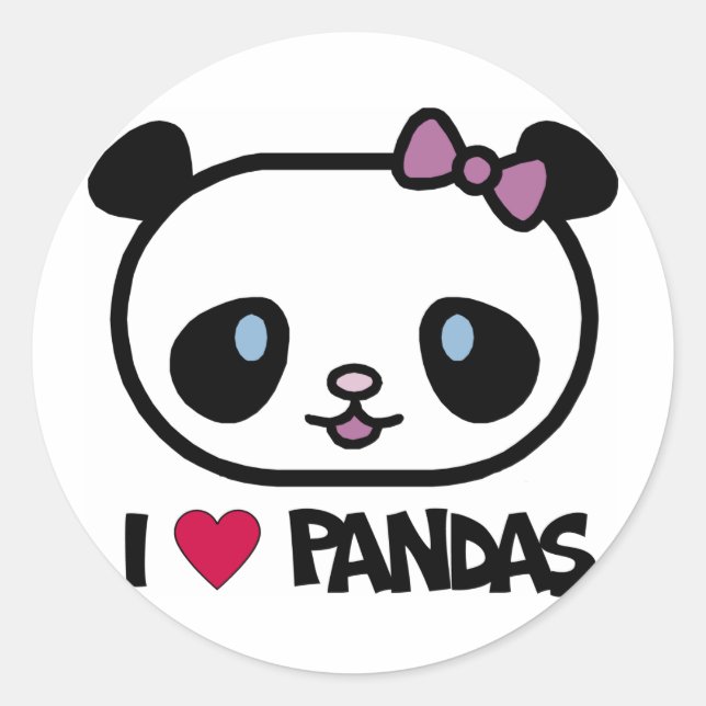 I Liebe Pandas Runder Aufkleber (Vorderseite)