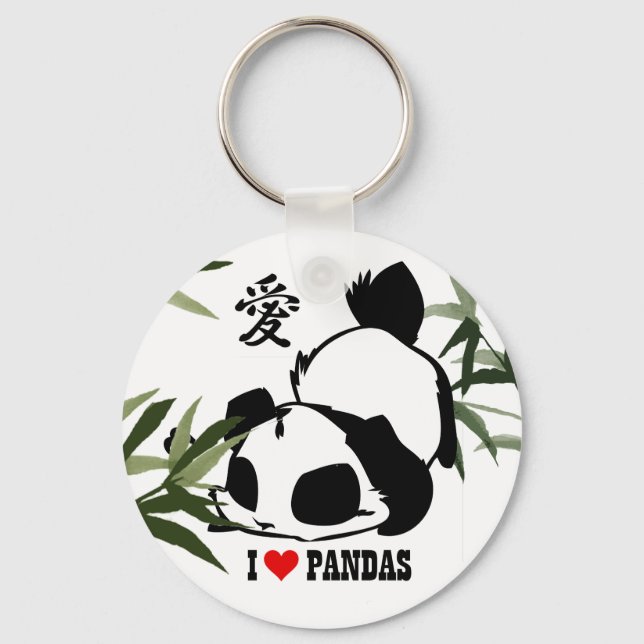I Liebe Pandas Schlüsselanhänger (Vorderseite)