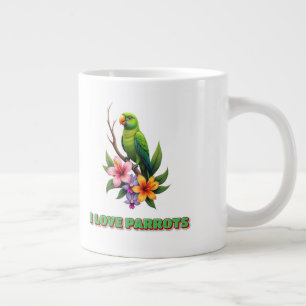 "I Liebe Papageien - Farbenfrohe tropische Papagei Jumbo-Tasse