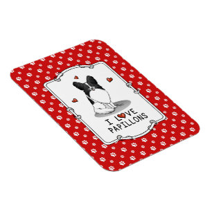 I Liebe Papillons (weiß & schwarz) Herzhunde Niedl Magnet