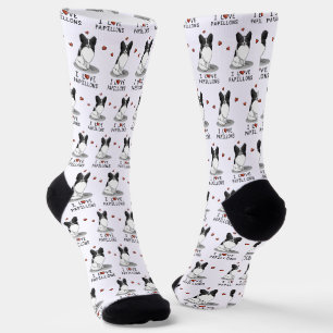 I Liebe Papillons (weiß & schwarz) Herzhunde Niedl Socken