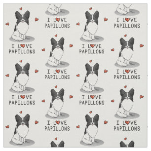 I Liebe Papillons (weiß & schwarz) Herzhunde Niedl Stoff