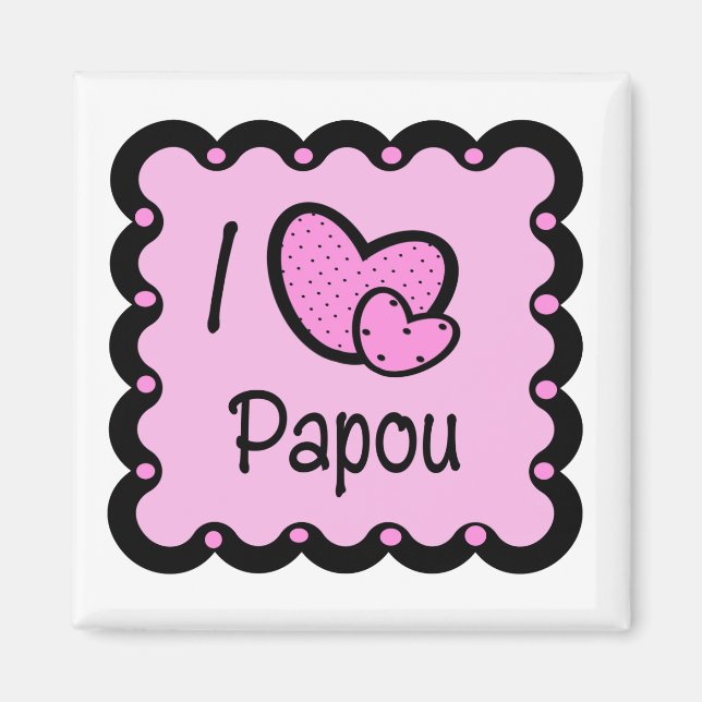I Liebe Papou Niedlicher T - Shirt Magnet (Vorne)