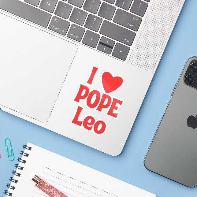 I Liebe Papst Leo, Erster amerikanischer Papst Aufkleber (Laptop mit iPhone)
