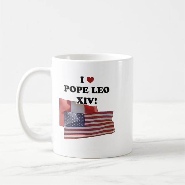 I Liebe Papst Leo XIV Fassung II Kaffeetasse (Links)