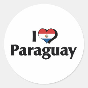 I Liebe Paraguay-Flagge Runder Aufkleber