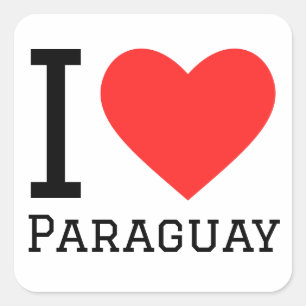 I Liebe Paraguay Quadratischer Aufkleber