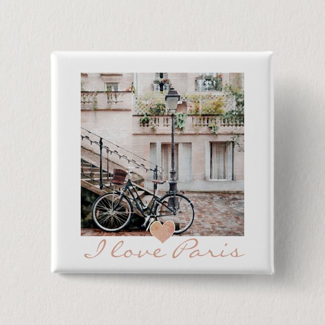 I Liebe Paris Cobblestone Street Button (Vorderseite)
