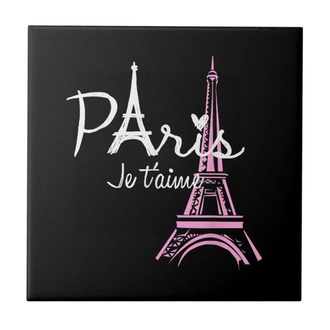 I Liebe Paris Eiffel Tower Frankreich Fliese (Vorderseite)