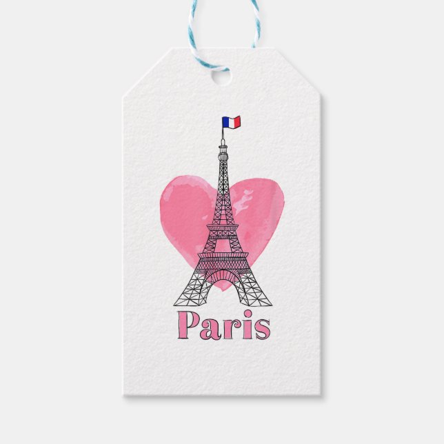 I Liebe Paris Eiffel Tower Frankreich Geschenk Geschenkanhänger (Vorderseite)