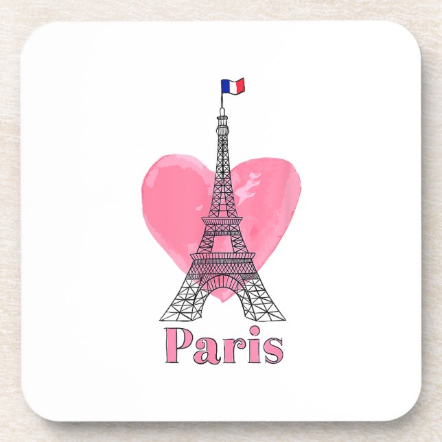 I Liebe Paris Eiffel Tower Frankreich Geschenk Getränkeuntersetzer (Vorderseite)