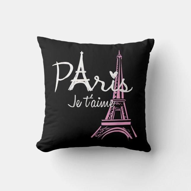 I Liebe Paris Eiffel Tower Frankreich Kissen (Vorderseite)
